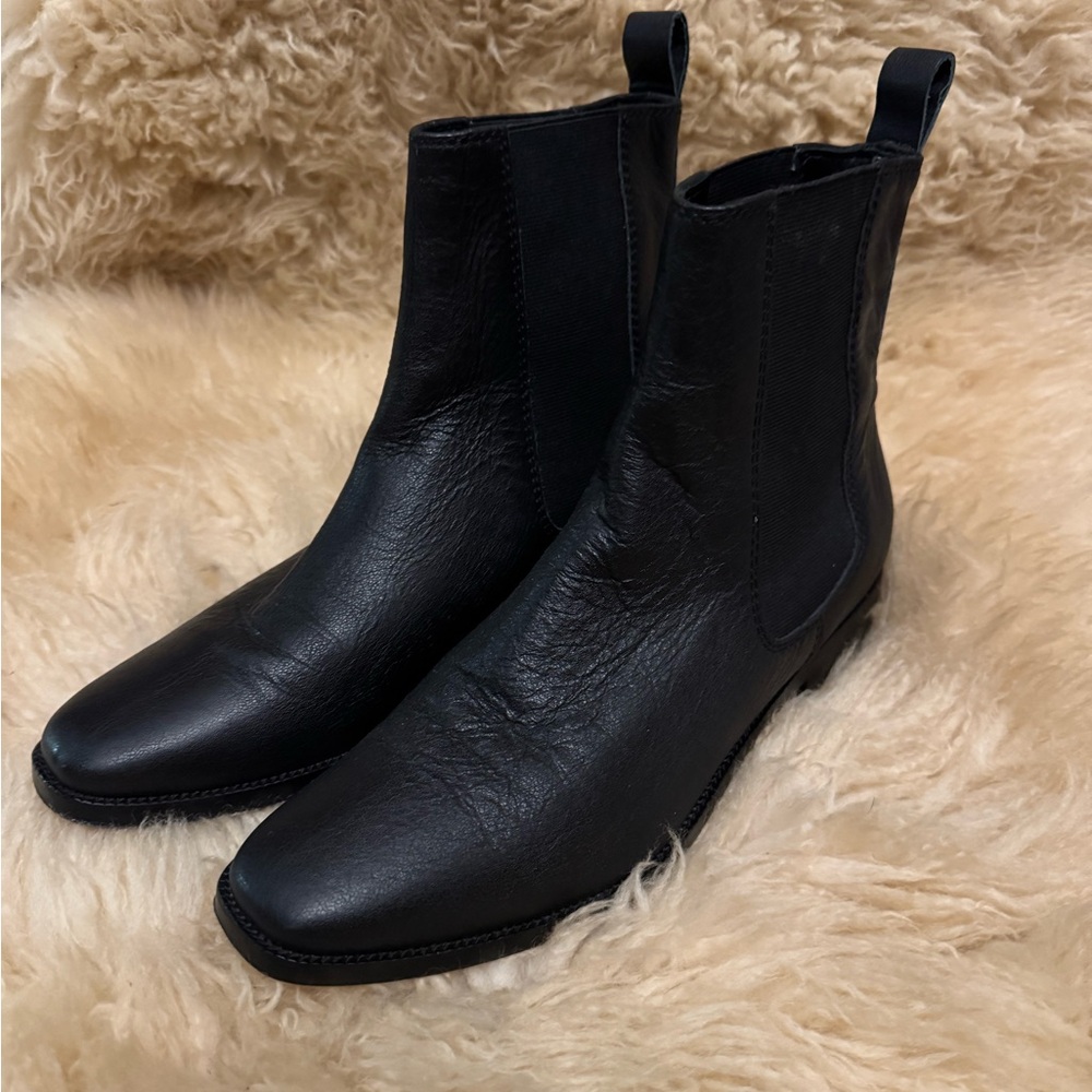 Christy Dawn Real Leather Black Ankle Chelsea Boots Booties - Picture 2 of 10